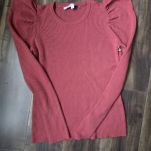 Joe's Jeans Burgundy Ribbed Knit Top